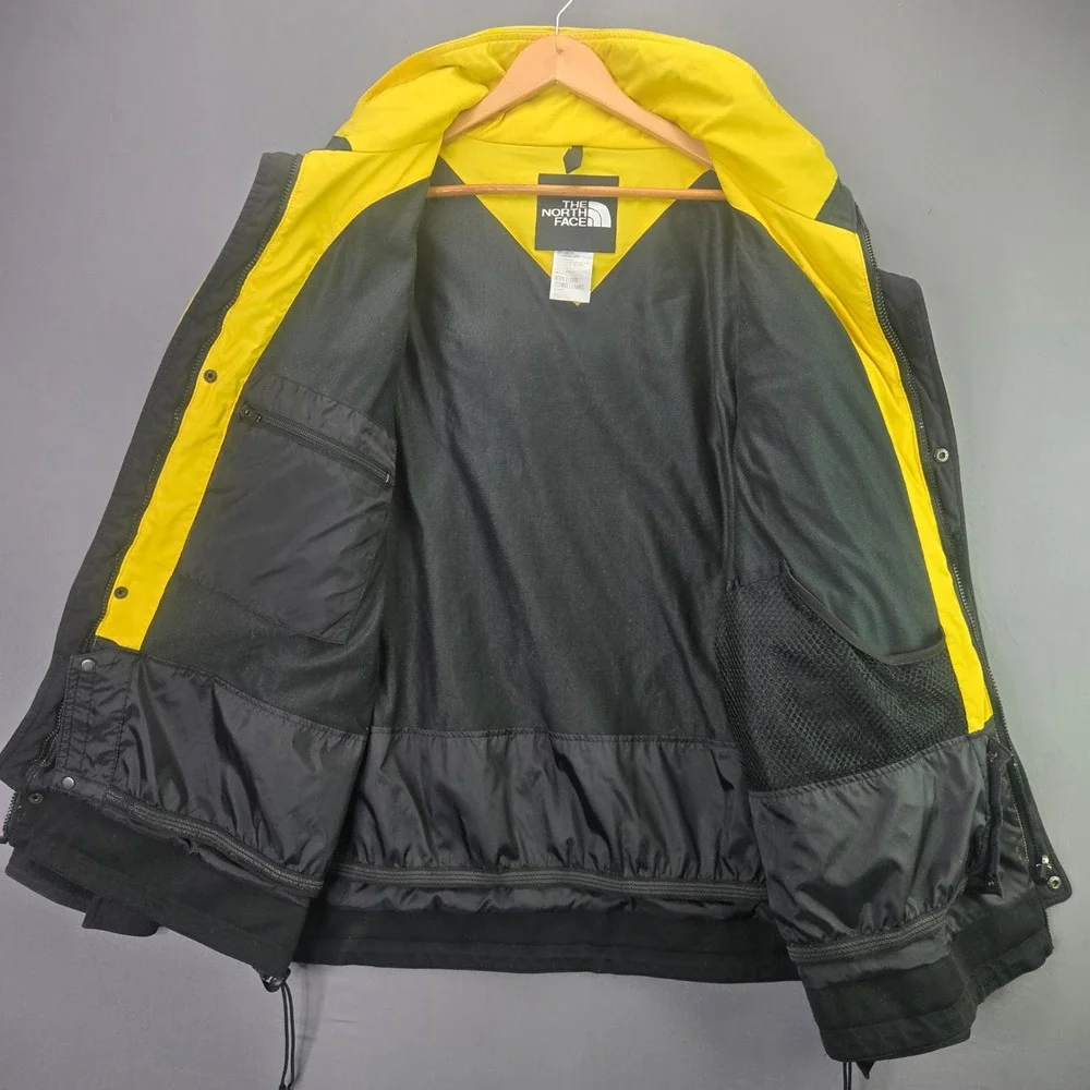 The North Face Ski Jacket Extreme Gear XL Yellow Black Vintage Hooded Coat Mens